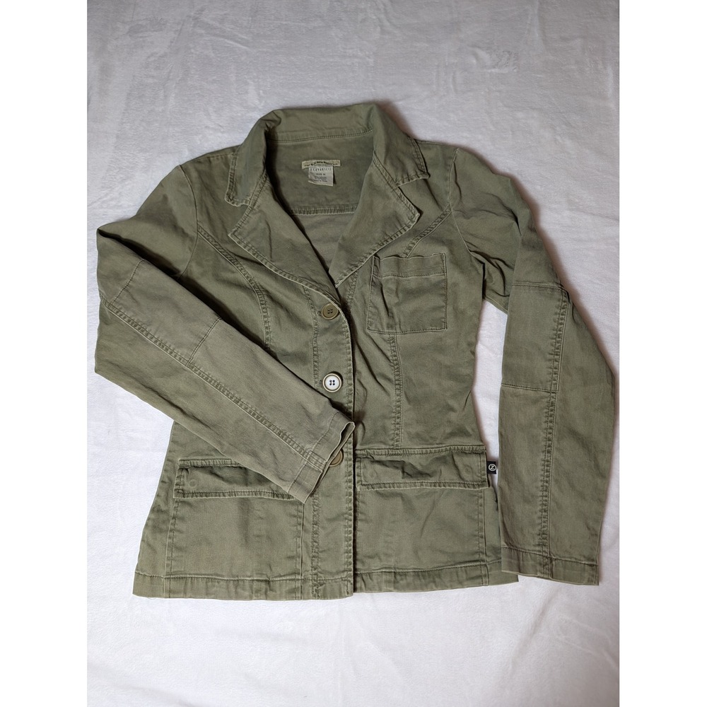 Z. Cavaricci Olive Green Utility Jacket Cotton Spandex Blazer Workwear Size M